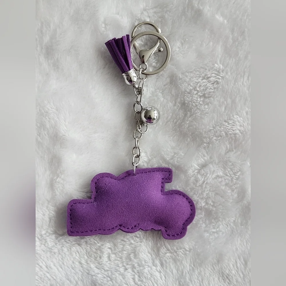 Purple 'The Queen' Rhinestone Keychain Bag Charm